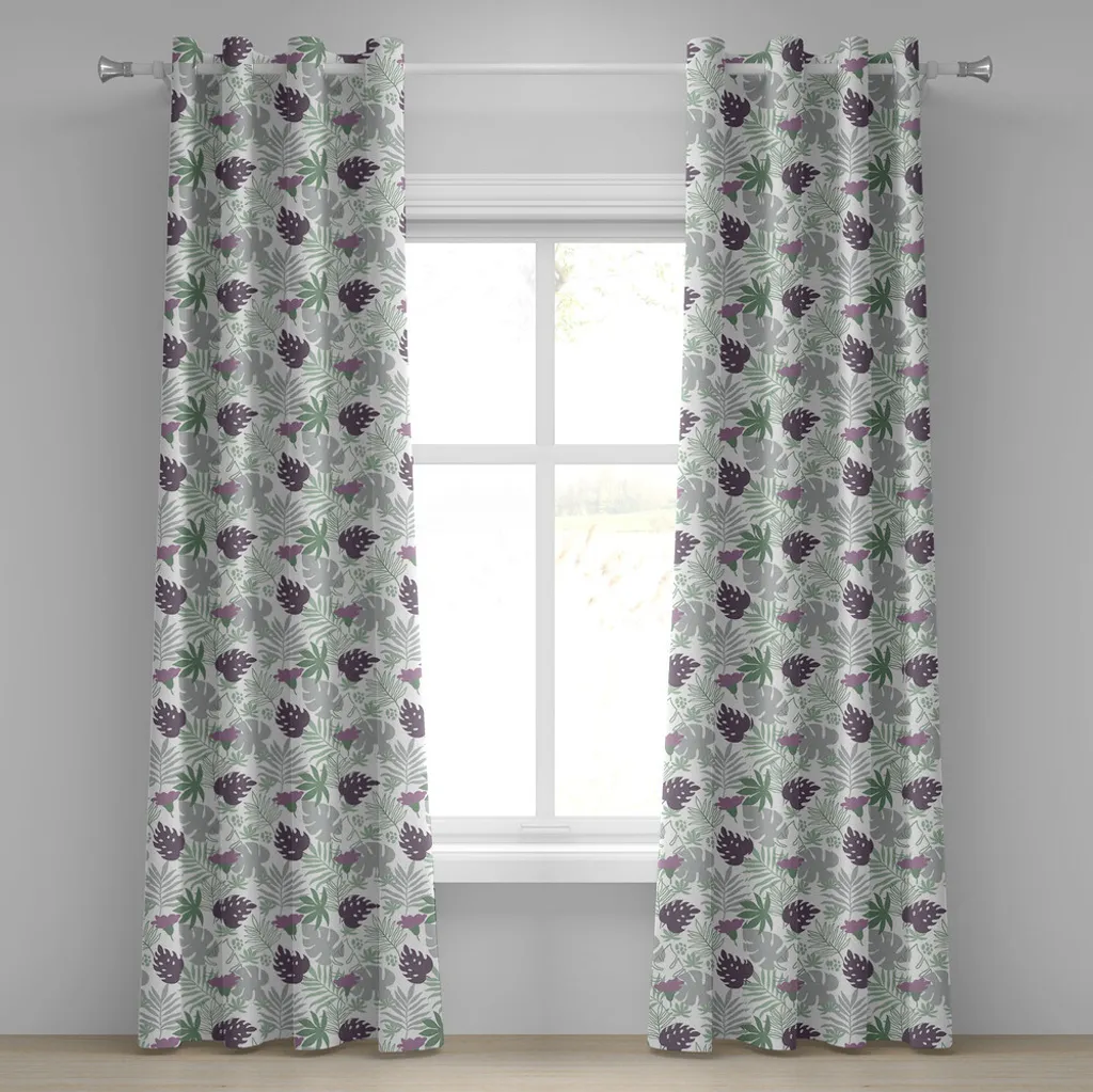 Rideau à œillets ABAKUHAUS Silhouettes Tropicales 280x175cm Aubergine