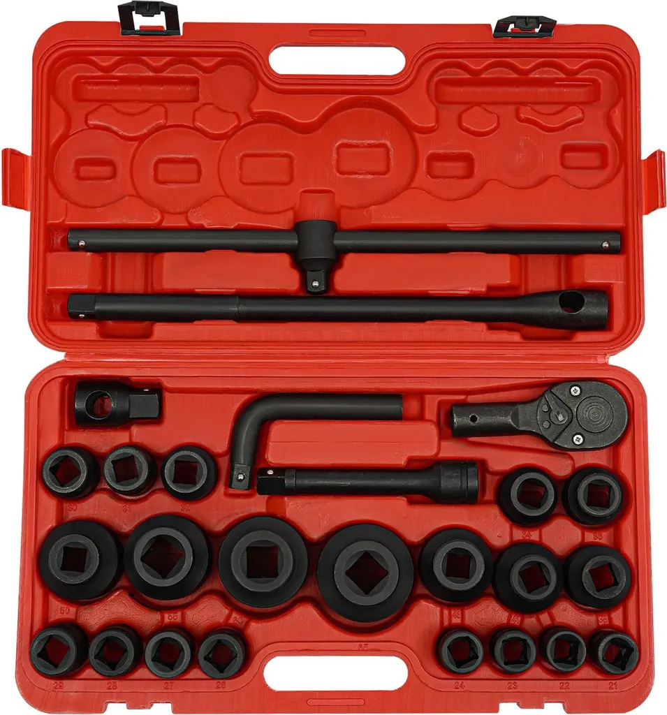 Douilles à chocs en acier au carbone 45 - Set de 26 pièces pour garage