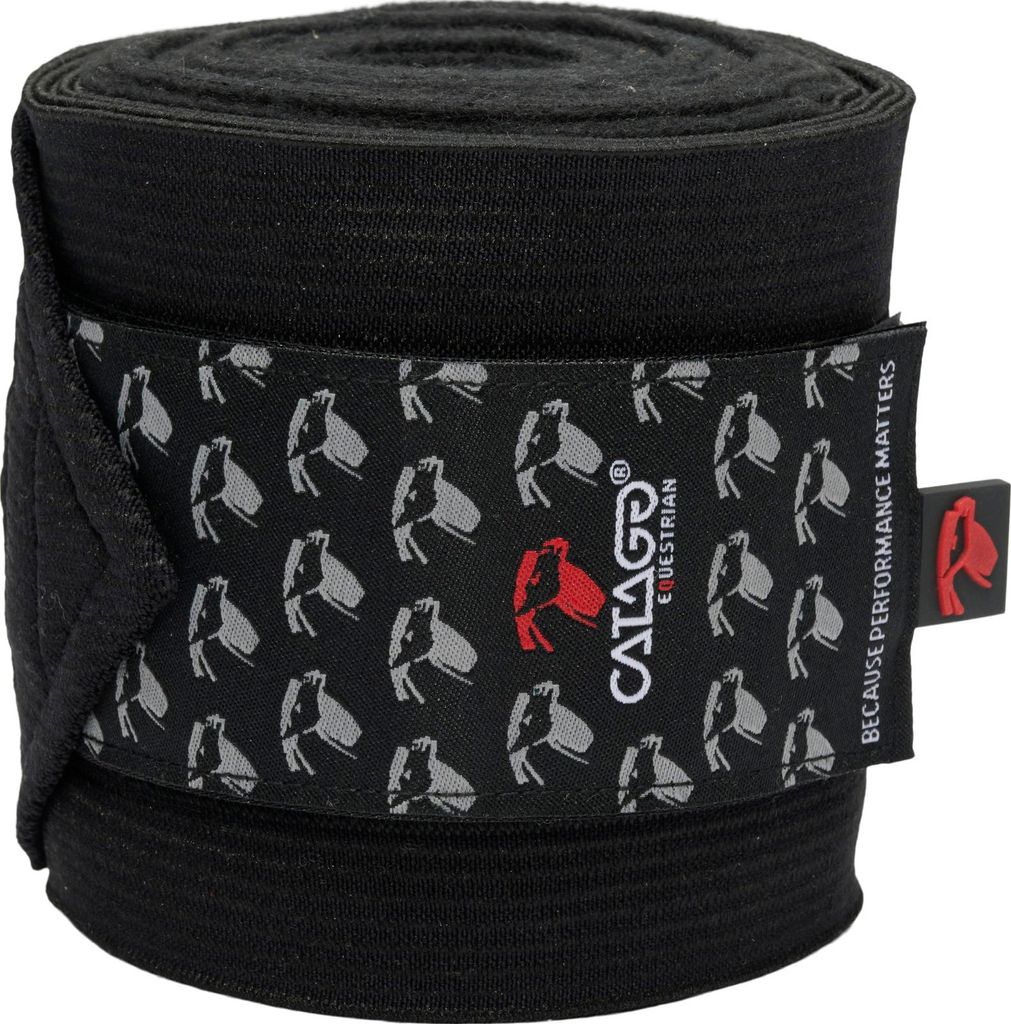 CATAGO Fleecebandagen für Pferde, 4 Stück - schwarz