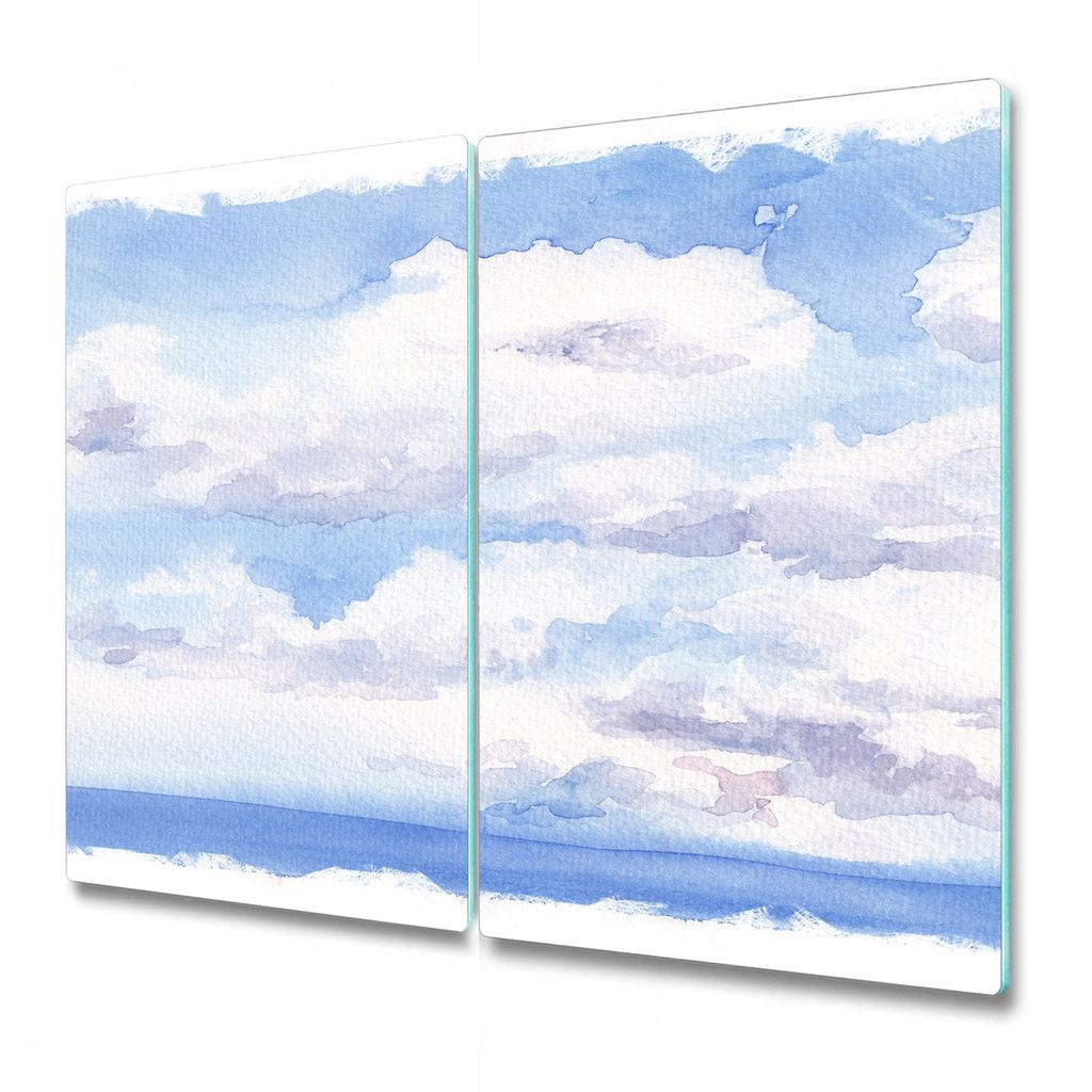 Küchenschneidebrett - Glasschneidebrett - Herdabdeckung - 2x 30x52 cm - Aquarellhimmel