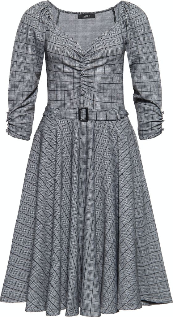 QUEEN KEROSIN Swingkleid In Karo-Optik Grau S