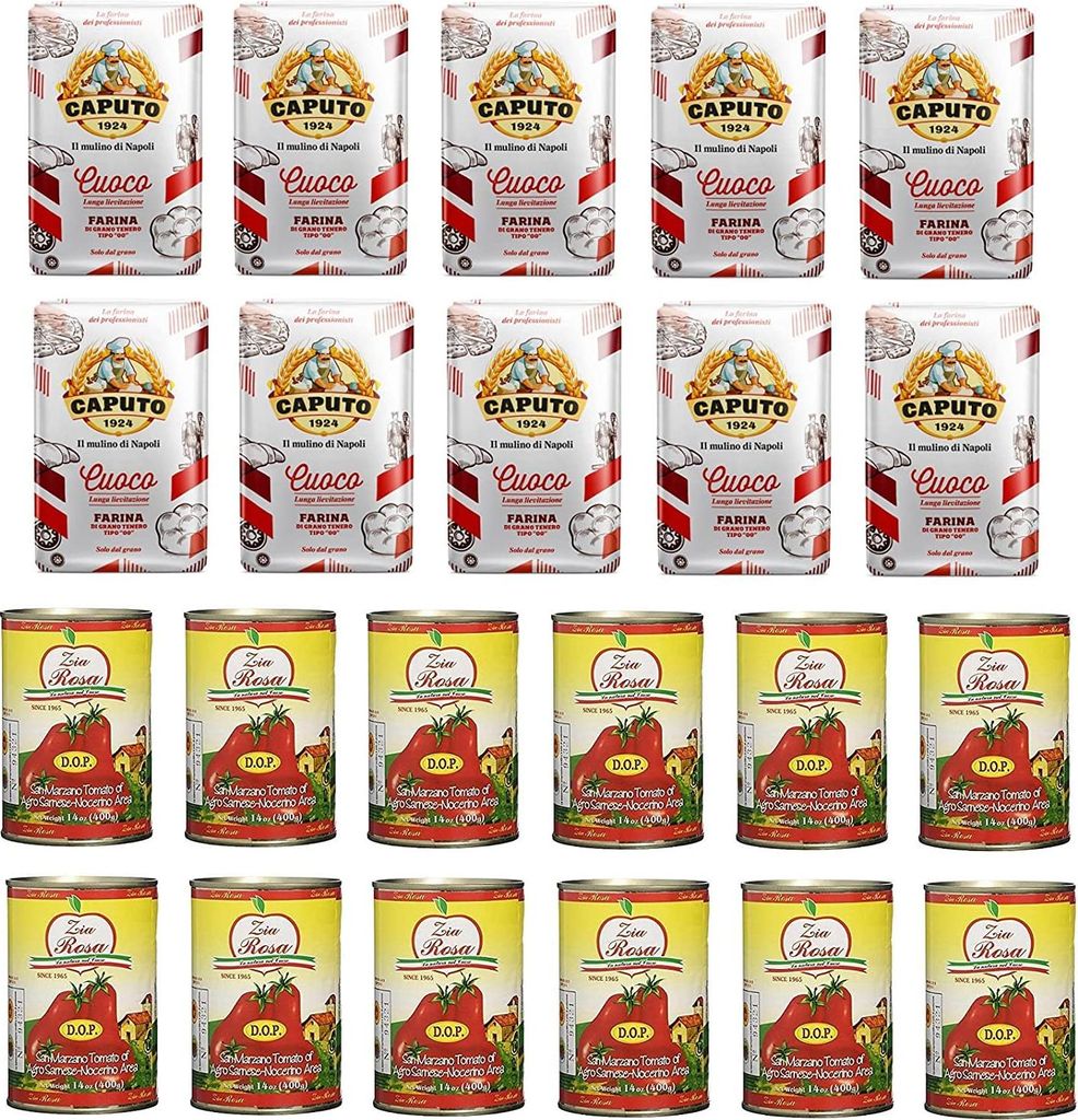 Testpaket Caputo Cuoco Pizzamehl Mehl ( 10 x 1Kg ) + Zia Rosa DOP Pomodoro San Marzano Tomate dosen ( 12 x 400g )