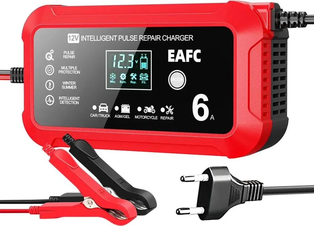 Chargeur de batterie voiture et mainteneur intelligent 12V 6A écran LCD
