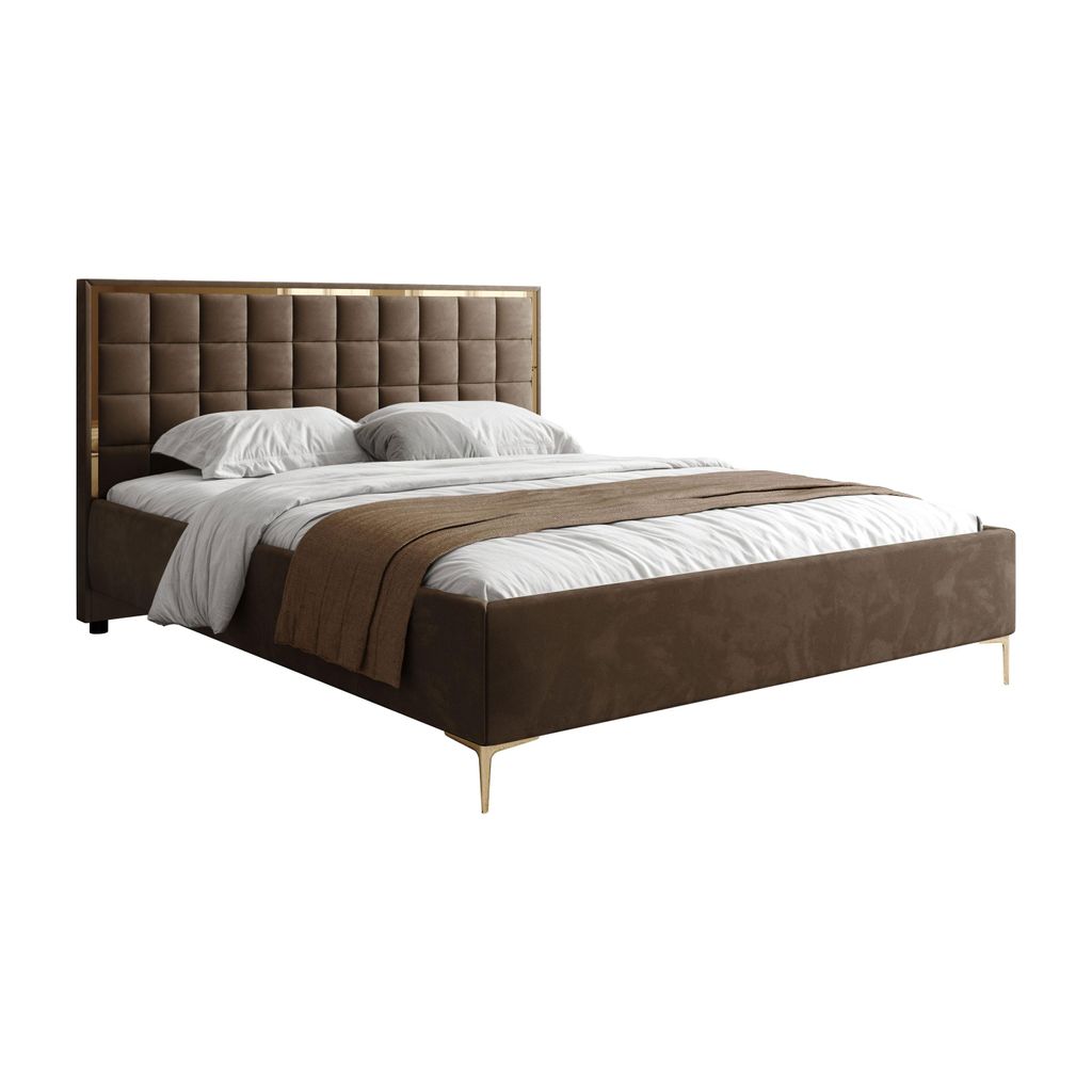 Polsterbett ISADORA GOLD mit Bettkasten, 140x200, Royal Velvet 196