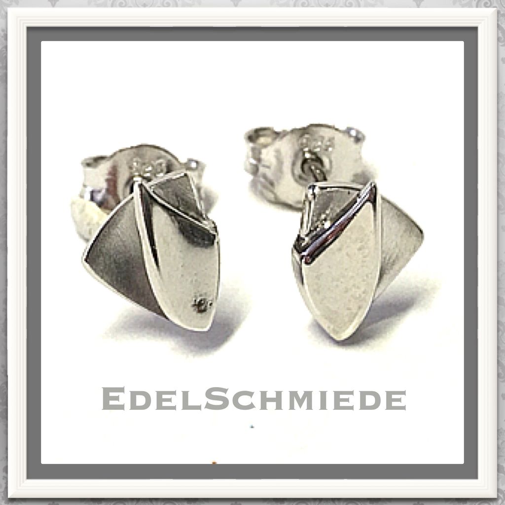 eckige Ohrstecker in 925 Silber rhod matt u pol. Produktbild 