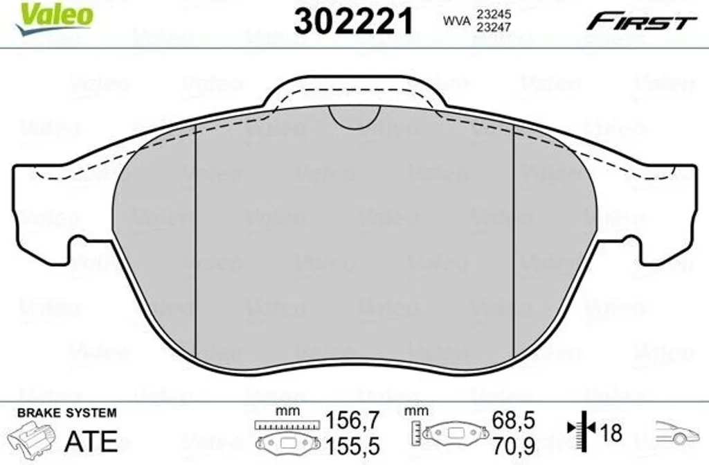 Plaquettes de frein de rechange Valeo 302221 pour essieu avant