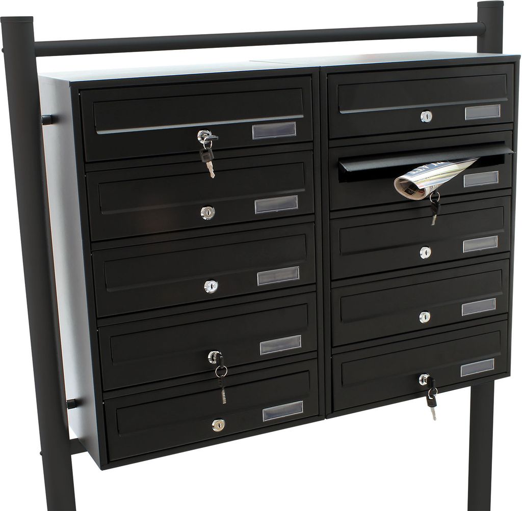 Wiltec Boîte aux lettres sur pieds Noire 270 x 898 x 1500 Image du produit 