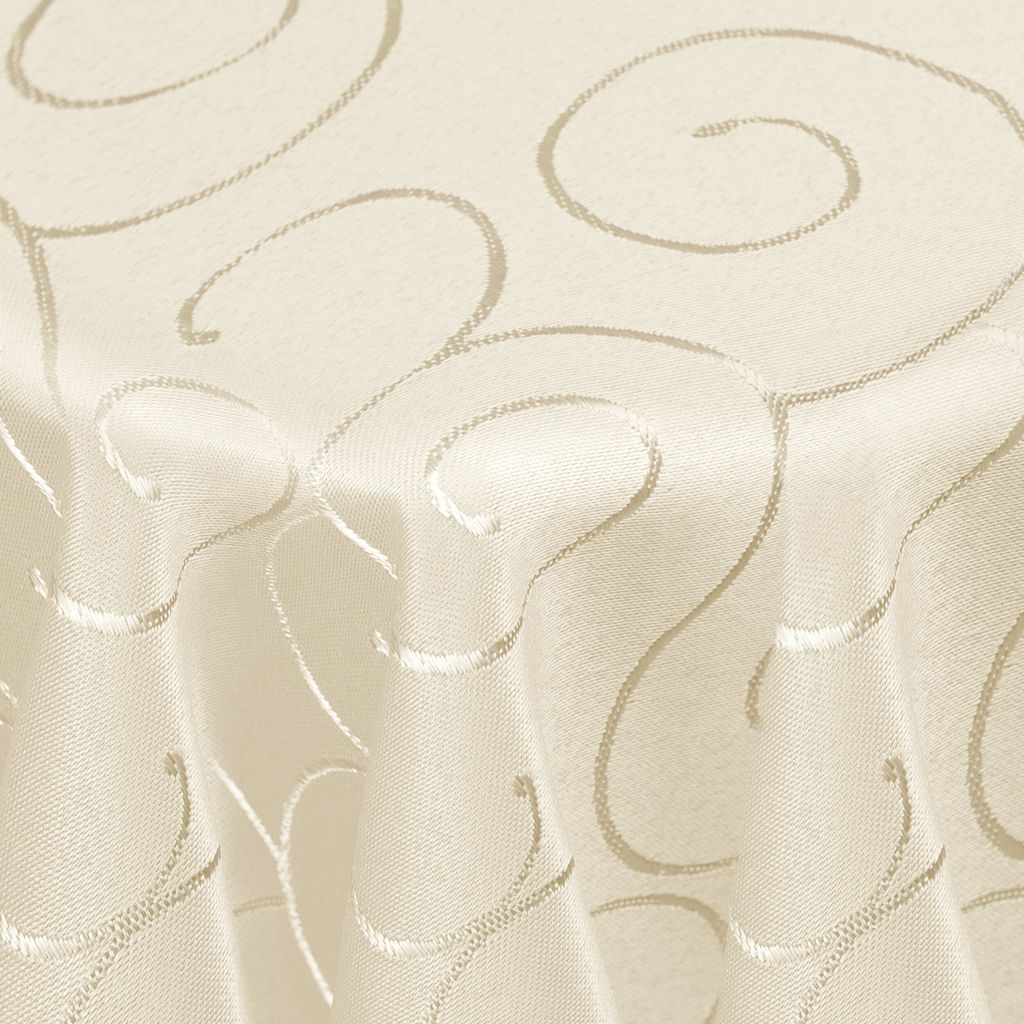DecoHomeTextil Kringel Circle Tafeldecke Ornamente Damast Tischdecke Champagner Oval 160 x 360 cm
