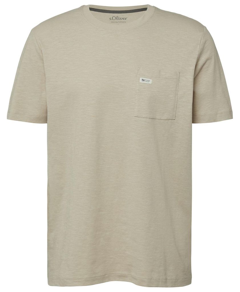 s.Oliver Übergrößen Basic-T-Shirt Brusttasche beige