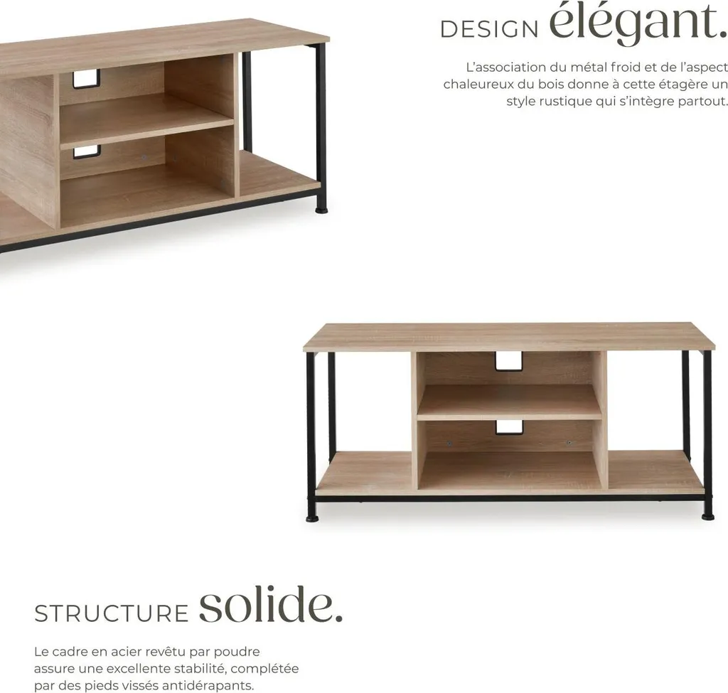 Meuble de rangement 110 cm bois clair Sonoma avec étagère variable