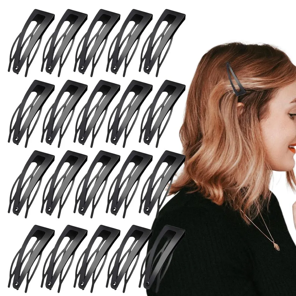 Barrettes à Pression Noires 5cm avec Double Pince Haute Résistance