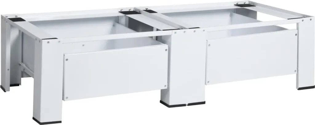 Support Machine à Laver Double Blanc Acier - Hauteur Ergonomique - 18