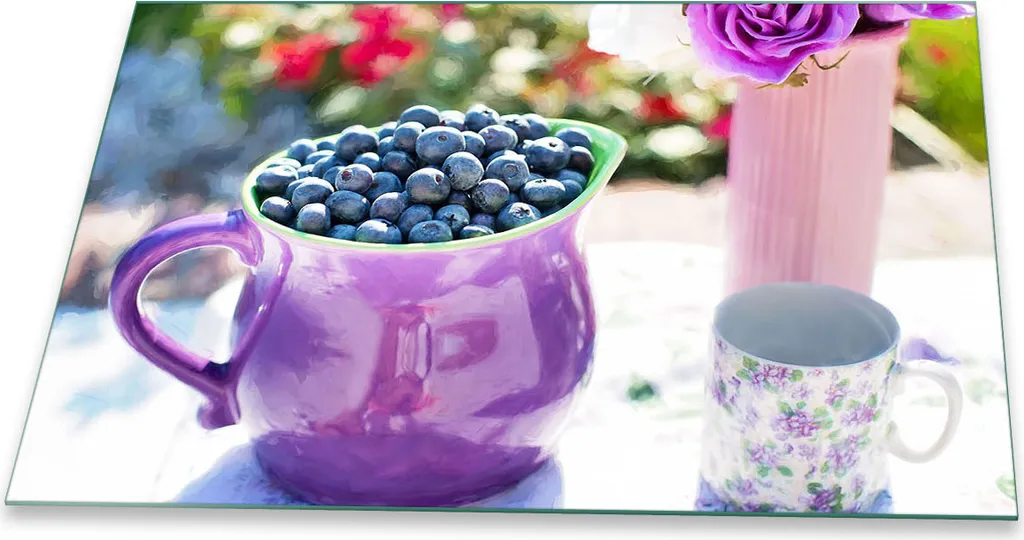Copri Piano Cottura 80x52 Frutta Blu | Protezione Vetro per Induzione