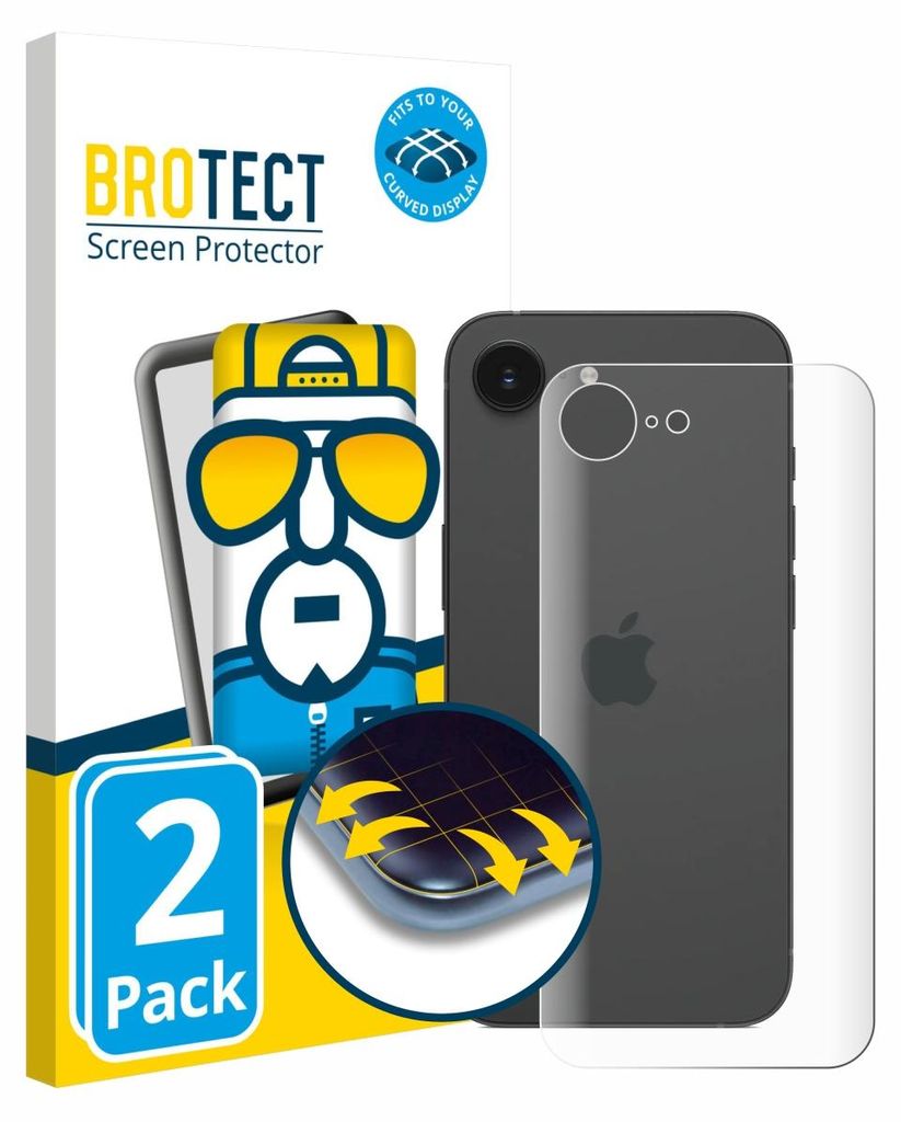 2x BROTECT Fullscreen Schutzfolie für Apple iPhone 17e (Rückseite) Displayschutz Folie Fullcover Klar Transparent
