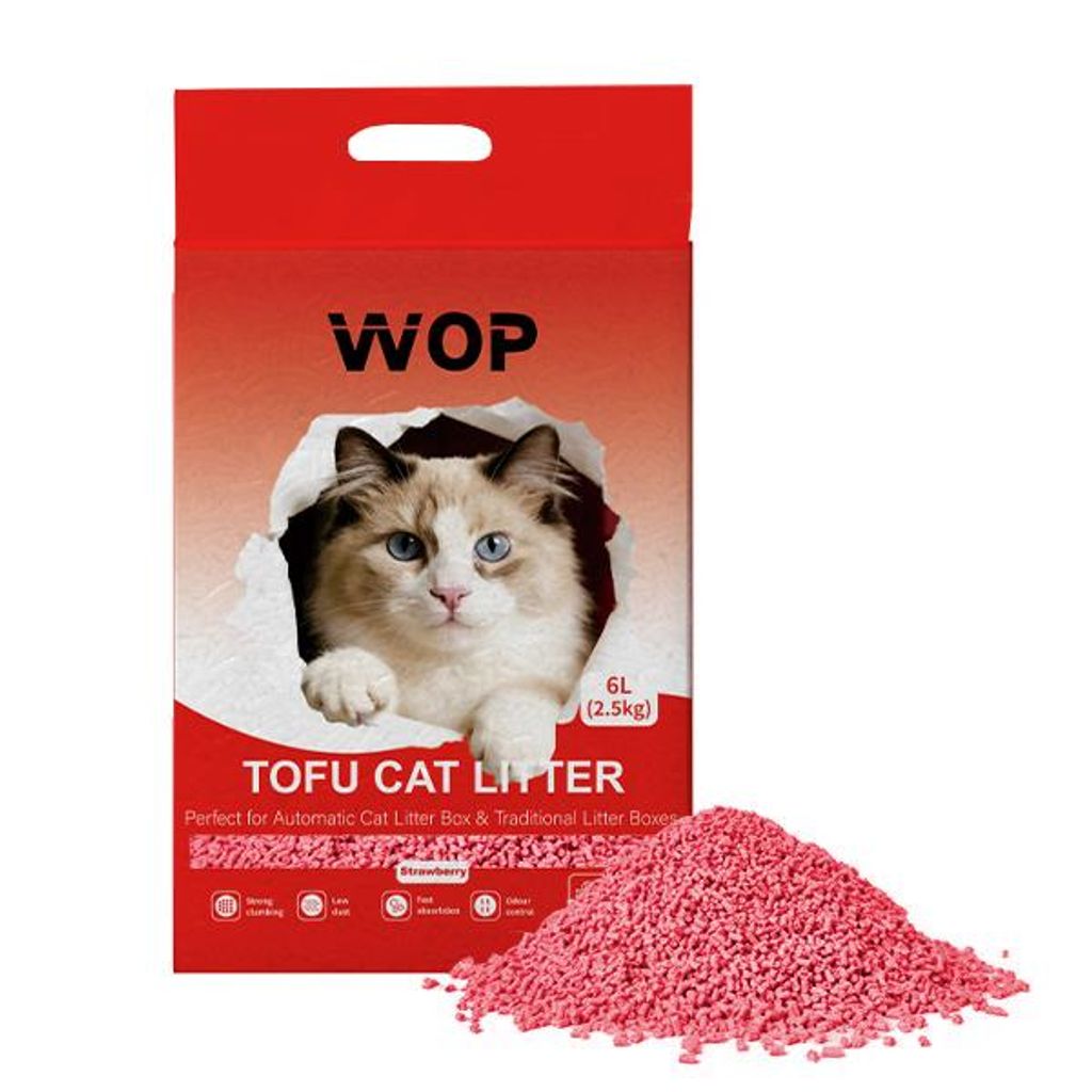 Litière pour chat TOFU Fraise - WOP - Bac à litière pour Image du produit 