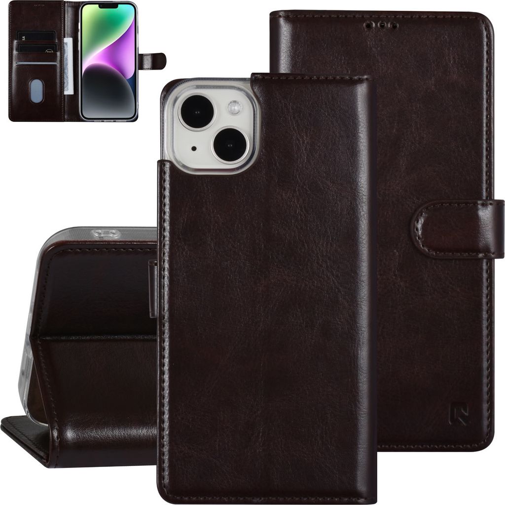 UNIQ Accessory iPhone 14 & 15 Plus Booktype Case - Kartenhalter für 3 Karten - Magnetischer Verschluss - Dunkelbraun