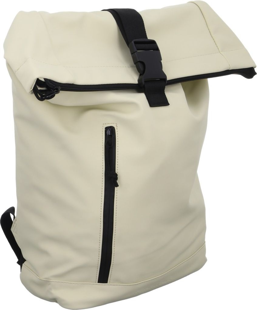 Beiger Rucksack BKR-113 aus Kunstleder mit Rolltop und Produktbild 