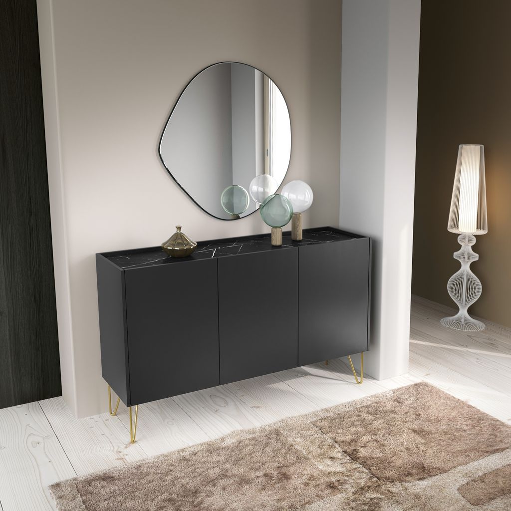 Loft Kommode Schwarz Graphit 144X83 Cm - Modernes Design