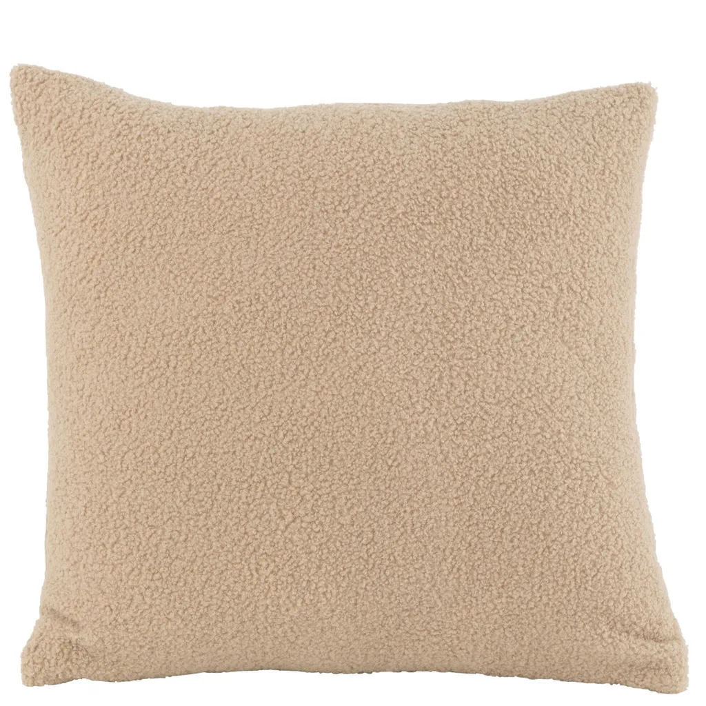 Coussin de Canapé Moelleux en Laine Bouclée Beige pour Salon Cocooning