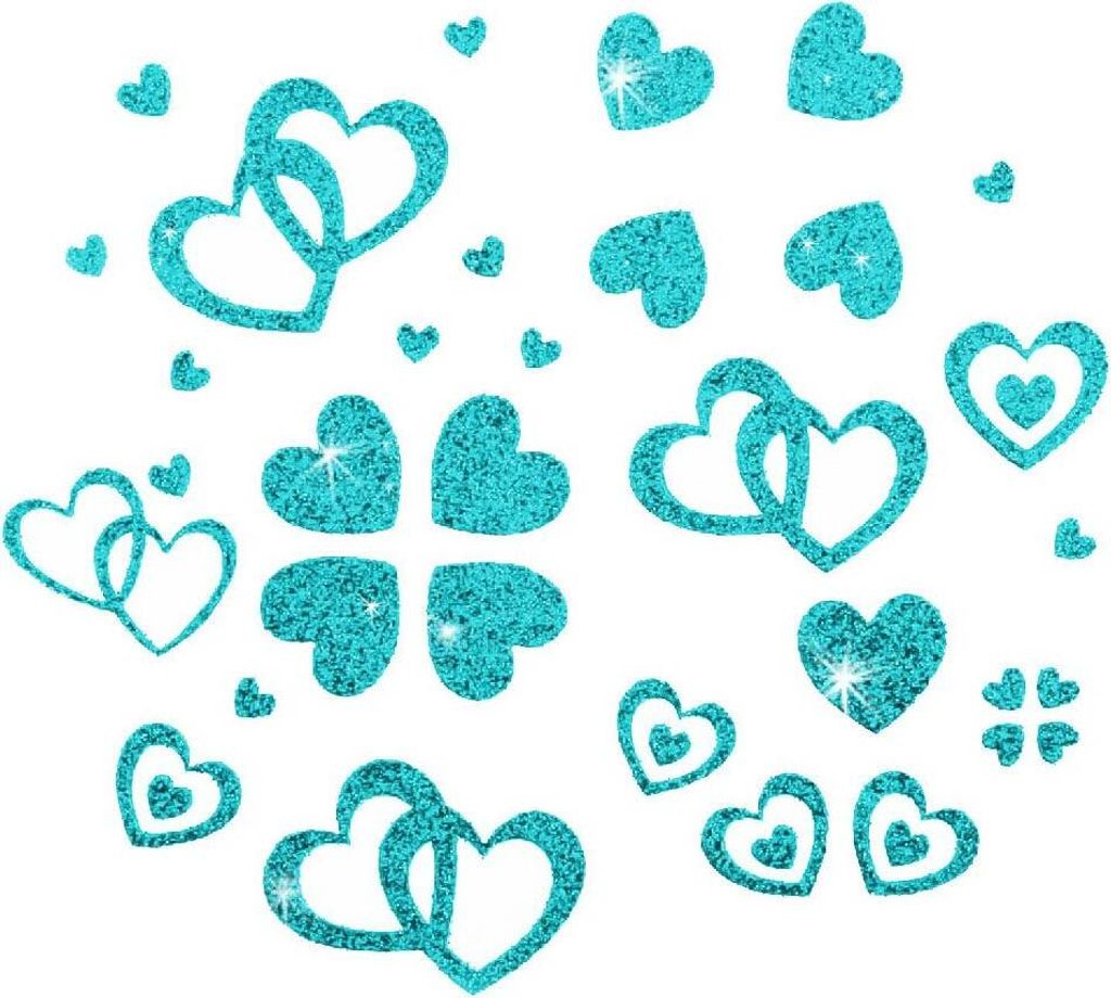 Oblique Unique Herz Sticker Set Glitter Glitzernd - türkis Produktbild 