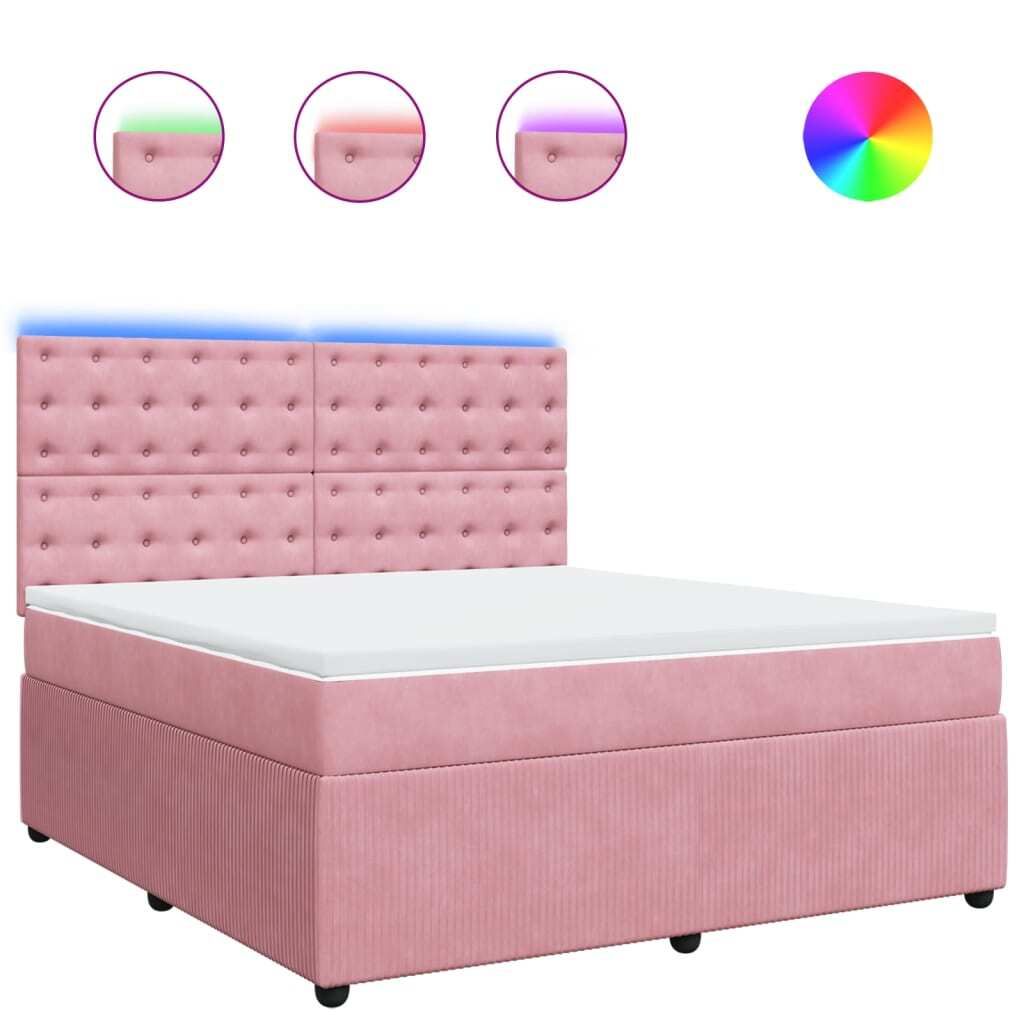 Boxspringbett mit Matratze Rosa 180x200 cm Samt Produktbild 