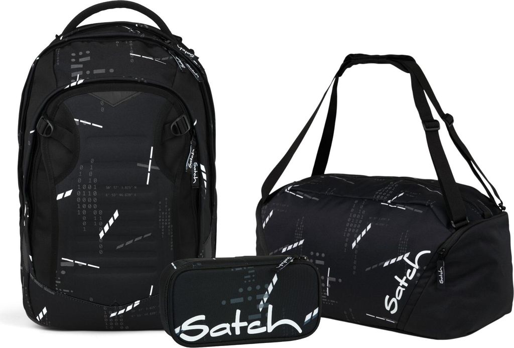 Satch, Schulrucksack-Set MATCH PLUS Ninja Matrix 3-tlg., ab. 5. Klasse