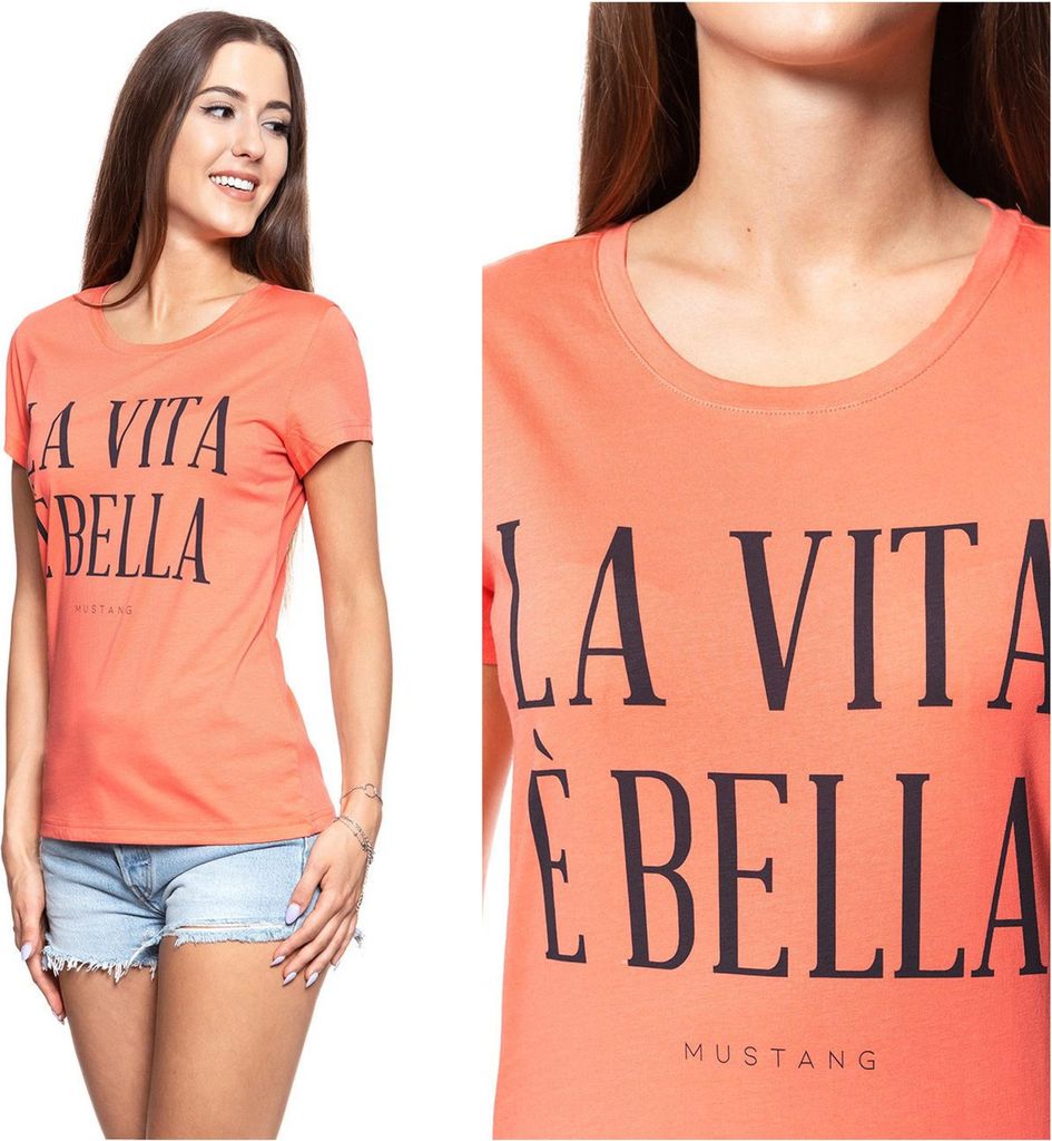 MUSTANG Damen, T-Shirt ALEXIA C PRINT, S, Orange, sport, tshirt, shirt