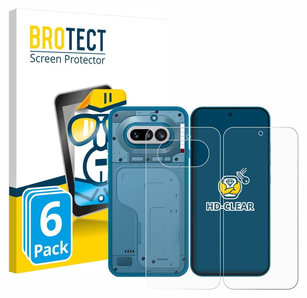 6x Für Nothing Phone (4a) (Display+Rückseite) Schutzfolie BROTECT Displayschutz Display Schutz Folie Klar Transparent