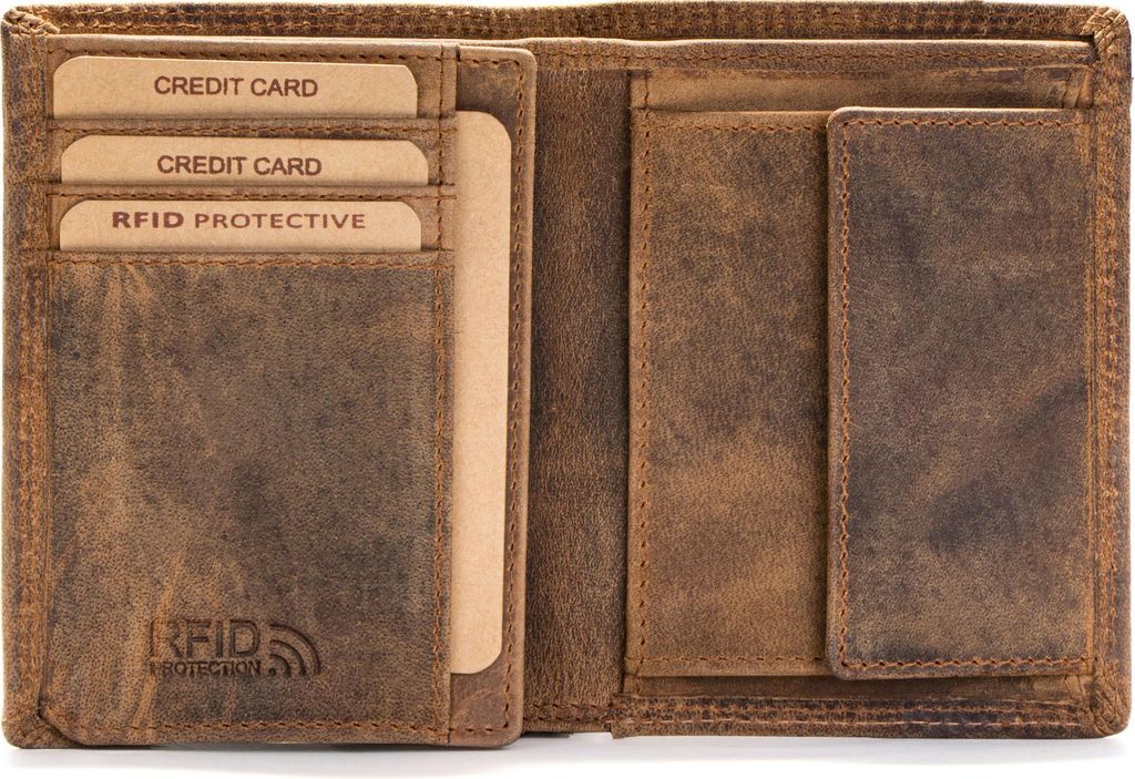 Benthill Geldbörse Herren Leder mit RFID | Portemonnaie aus hochwertigem Rindsleder | Ledergeldbörse Männer inkl. Geschenkbox