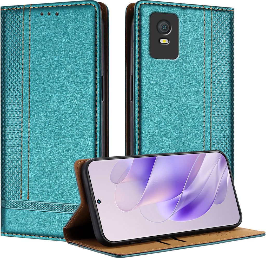 Handyhülle für TCL 403 Leder Flip Klappbare Schutzhülle mit Standfunktion Grün