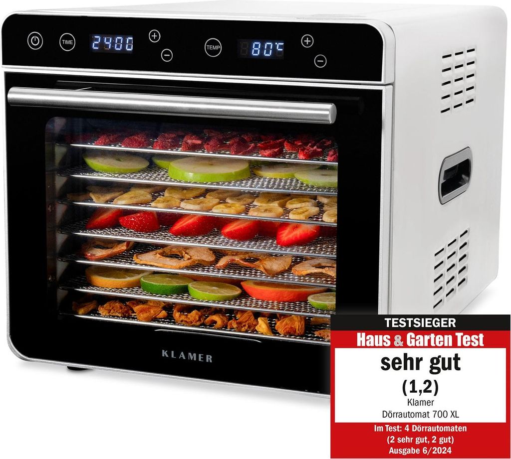 KLAMER Premium Dörrautomat XL 700W, 24h-Timer und 35-80°C Produktbild 