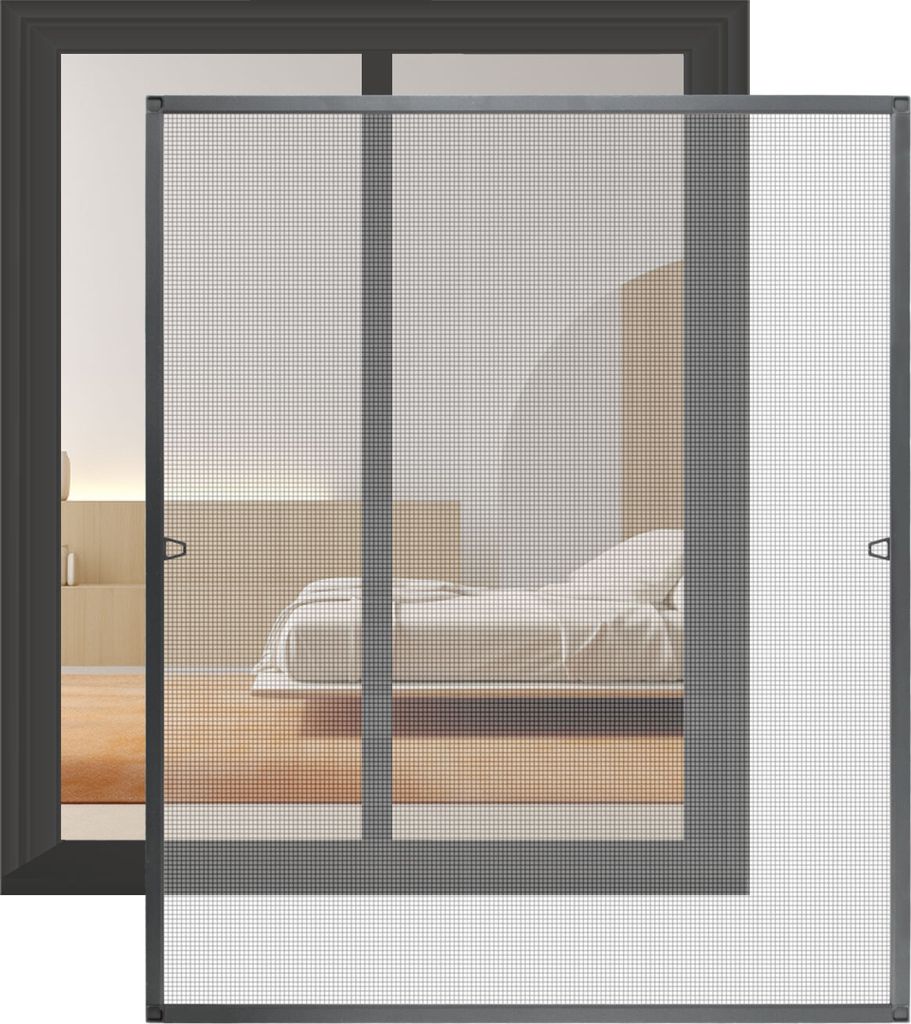 Jayseuw Fliegengitter Insektenschutz Fenster 120 x 140 cm Mückenschutz mit Alu-Rahmen Bausatz Mückengitter Fliegenschutz Anthrazit