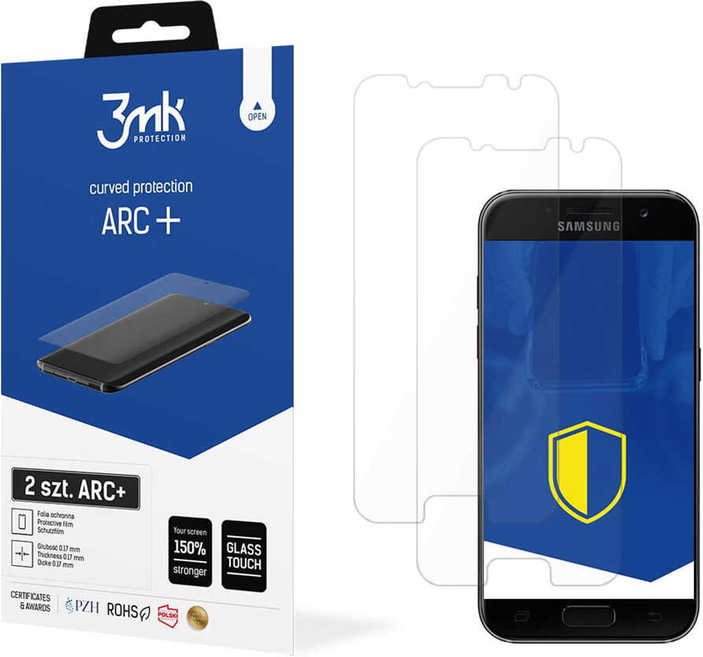 3mk Display Schutzfolie ARC+ für Samsung Galaxy A3 2017 0,17mm Self-Heal (2 Stück)