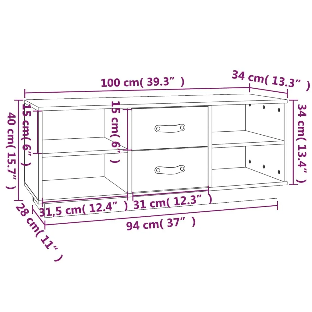 Mobile TV Maison Exclusive Legno Pino 100x34x40 cm - Alta Stabilità - 10
