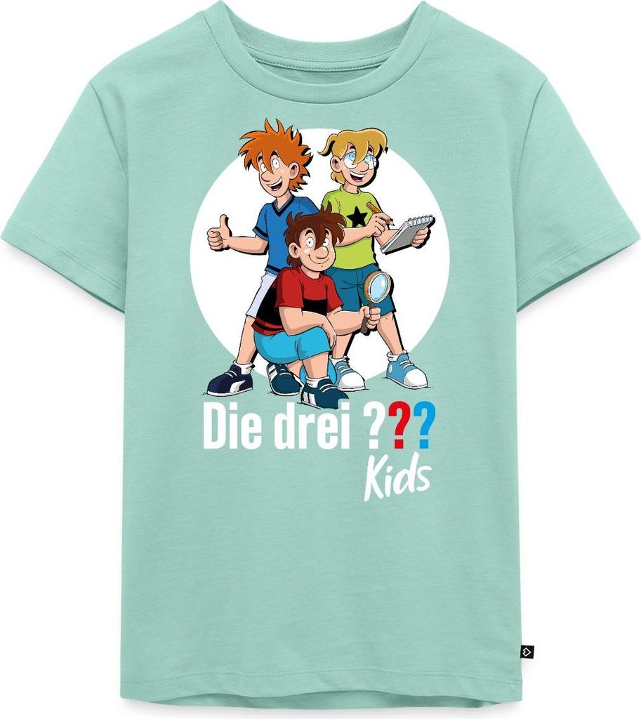 Spreadshirt Die Drei Fragezeichen Kids Justus, Peter, Bob Team Kinder Premium T-Shirt, 98/104 (2 Jahre), Mint