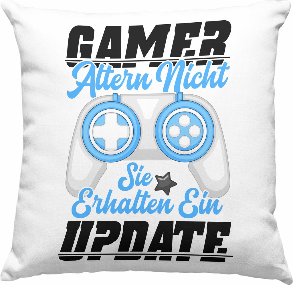 Trendation - Gamer Deko-Kissen mit Füllung 40x40 Geschenk Jungen Zocker Mitbringsel Männer Zocken Gaming Geschenkideen PC Kinder Zubehör Spruch ...