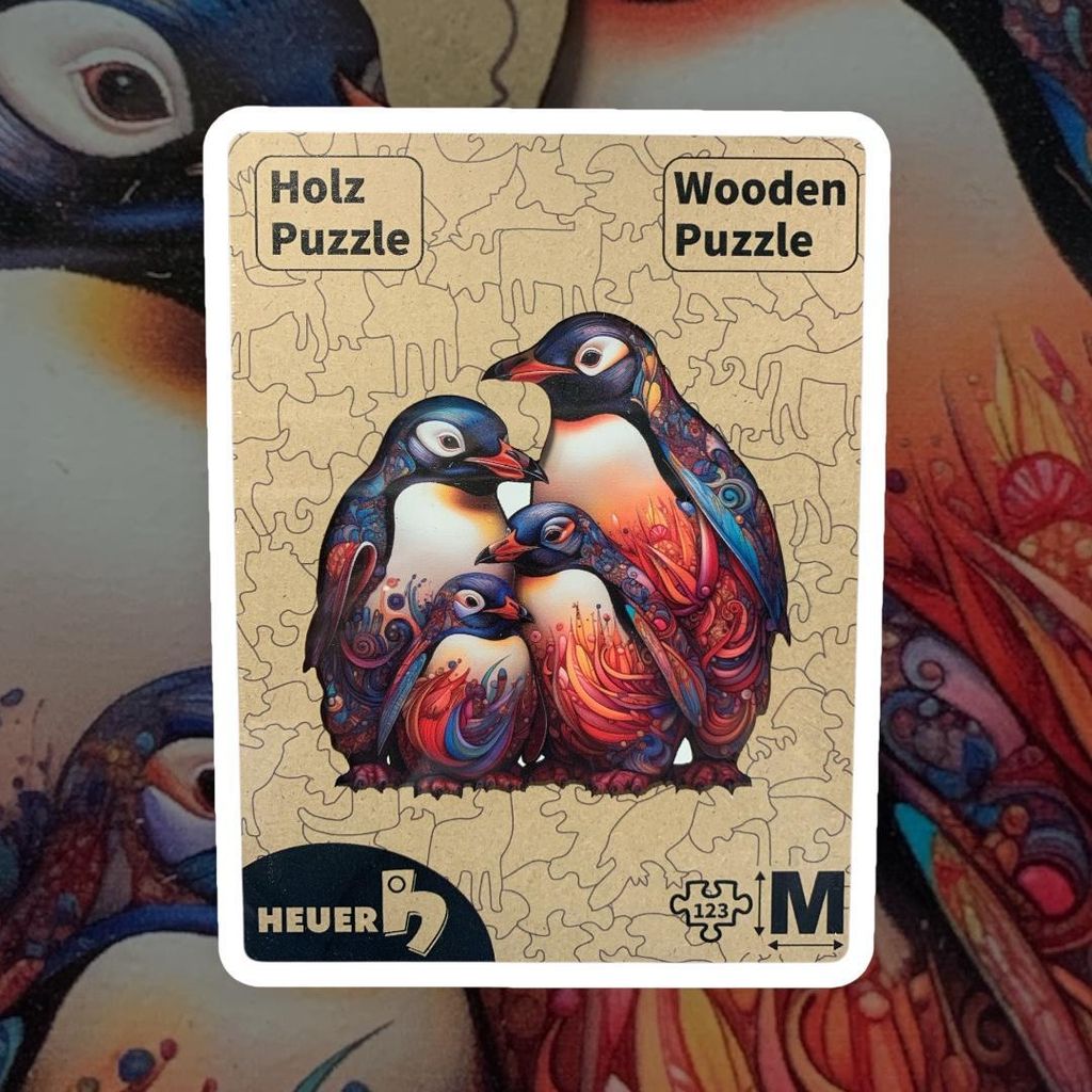 Creative-Art Wooden-Puzzle Holzpuzzle HEUER Motiv: Pinguinfamilie, 123 Teile M