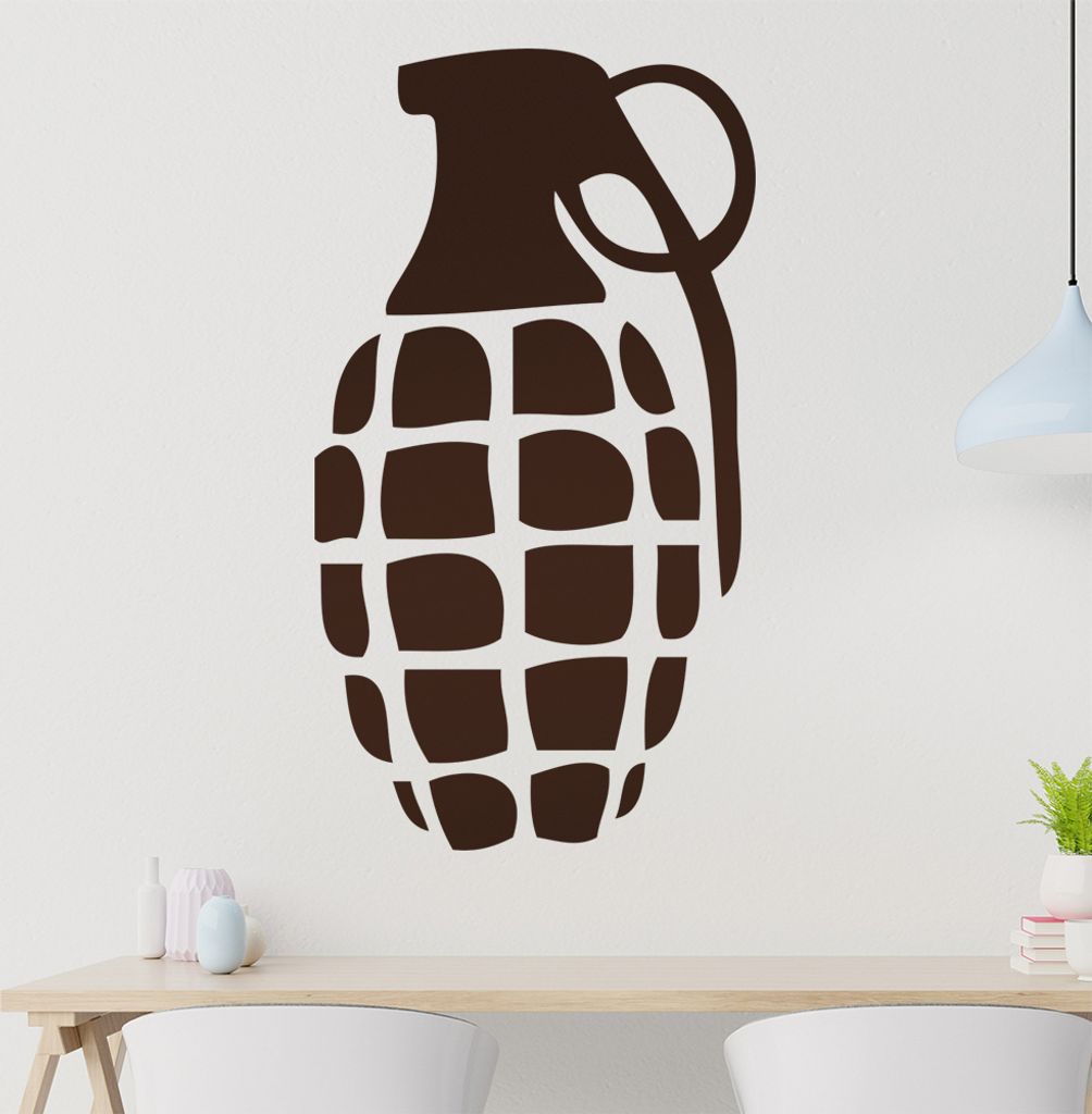 Handgranate Granate Wandtattoo in 6 Größen - Wandaufkleber Wall Sticker - Dekoration, Küche, Wohnzimmer, Schlafzimmer, Badezimmer