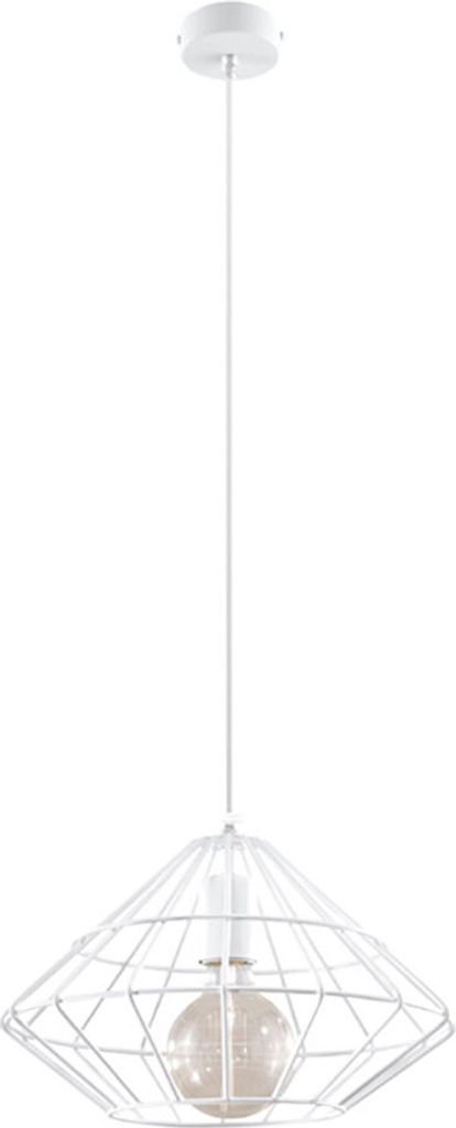 Pendelleuchte, Stahl weiß, Käfig, 33 cm