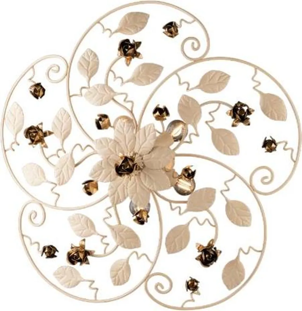 Luminaire de plafond style classique Bella ivoire décapé 5 branches