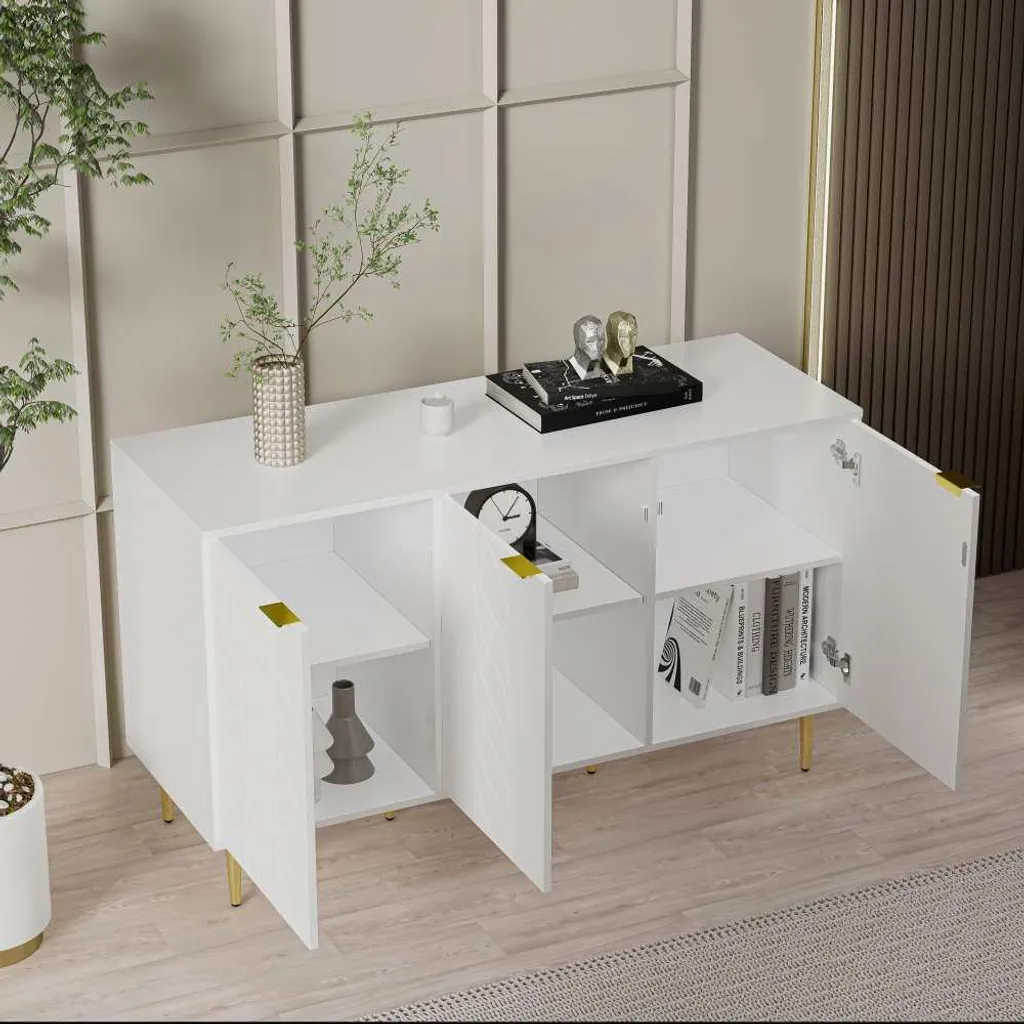 Buffet blanc 127cm : Rangez tout avec style grâce à ses 6 compartiments