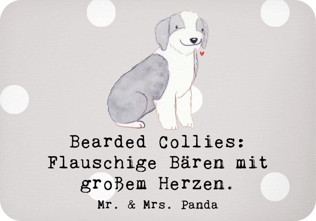 Mr. & Mrs. Panda magnet Bearded Collie Bärenherz - Grau Pastell - Geschenk, zettelhalter, Hunderassen Vielfalt, whiteboardmagnet, Intelligenz, Arb...