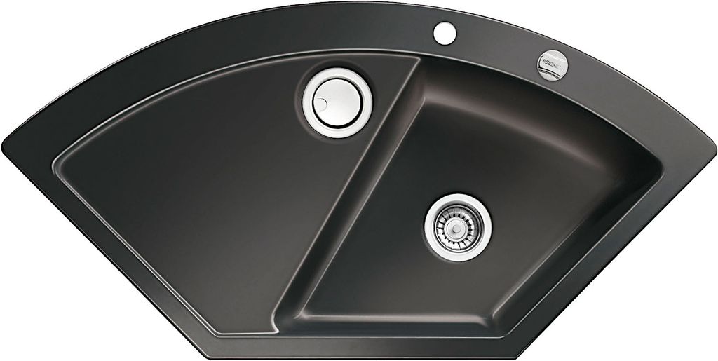 Spüle KeraDomo MERA ECK Nero mit Excenterbedienung