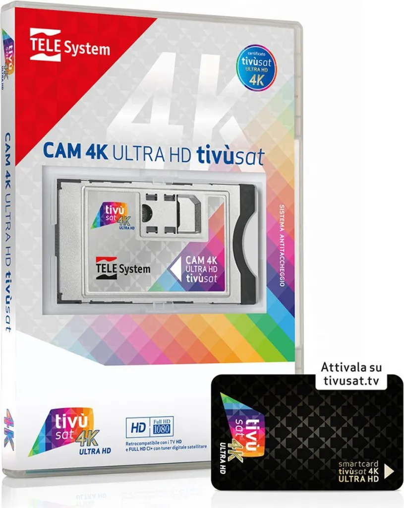 TELE System CAM tivùsat 4K Ultra HD avec Carte Noire pour TV et Décodeur