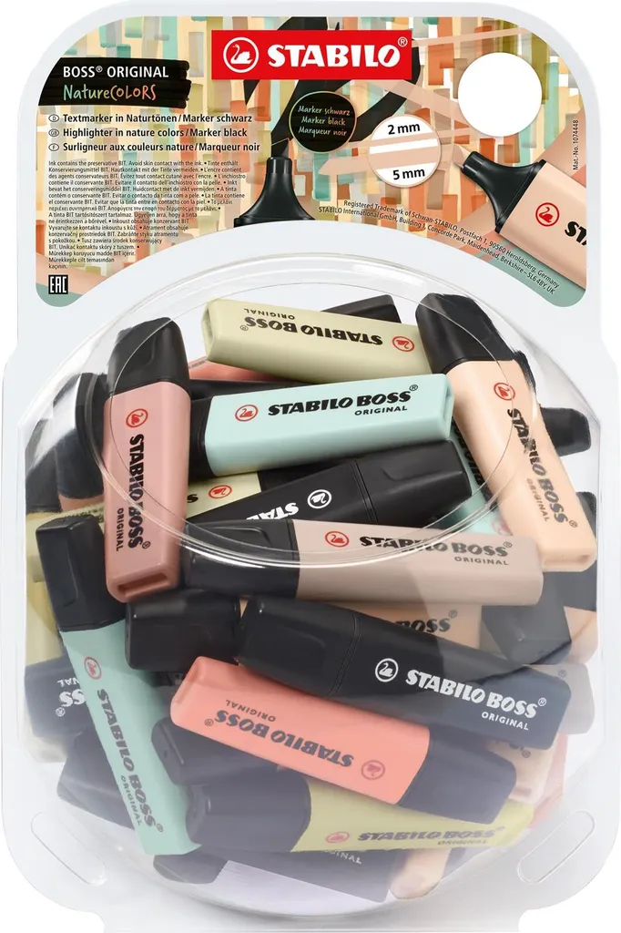 Surligneur STABILO BOSS NatureCOLORS pack 60 pièces contre fatigue oculaire
