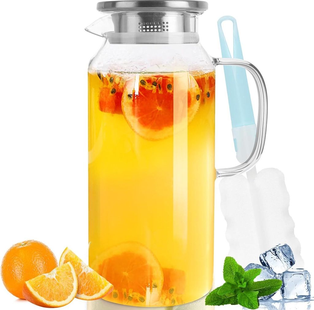 Karaffe 2 Liter 71 Unzen, Glaskaraffe mit Deckel