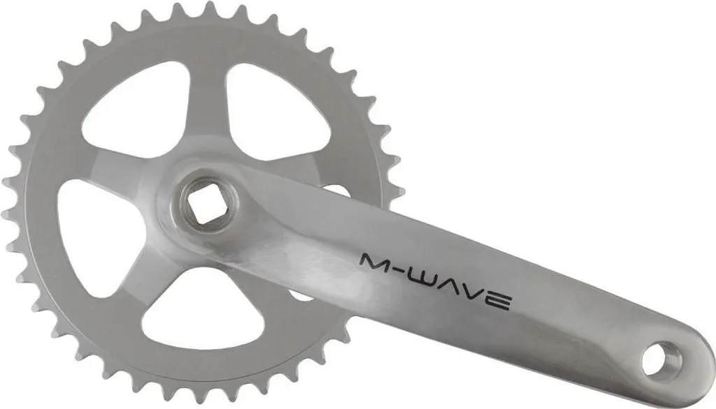Pédalier aluminium argent M-WAVE 38 dents manivelle 170 mm carré JIS