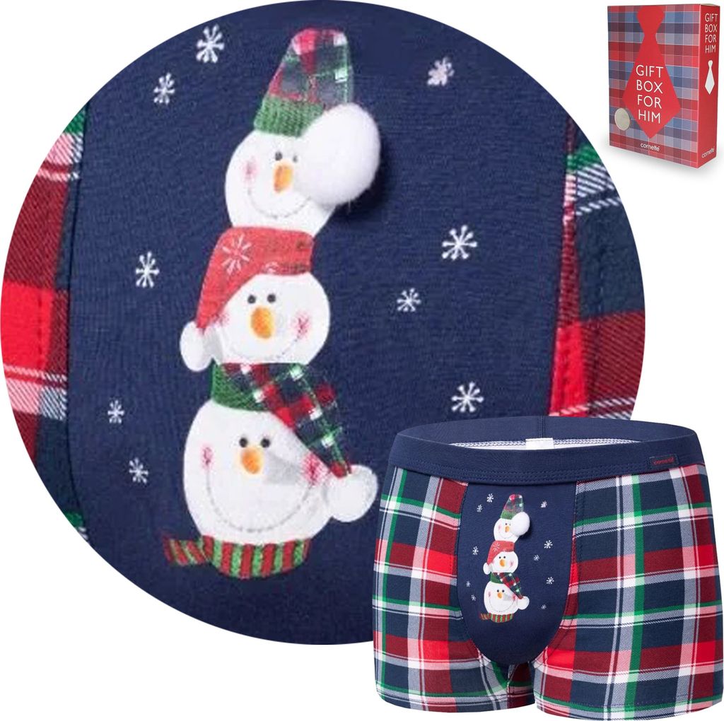 Cornette Herren Boxershorts Weihnachten Geschenk 007/71, Farbe: Rot/Dunkelblau, Große: 2XL