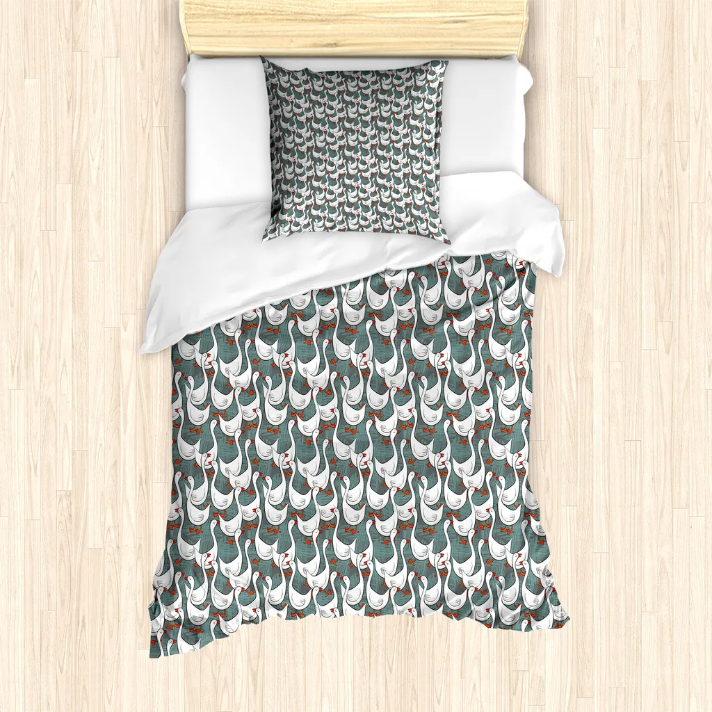 Set Copripiumino Singolo ABAKUHAUS Antiacaro 135x200 Grigio Verde