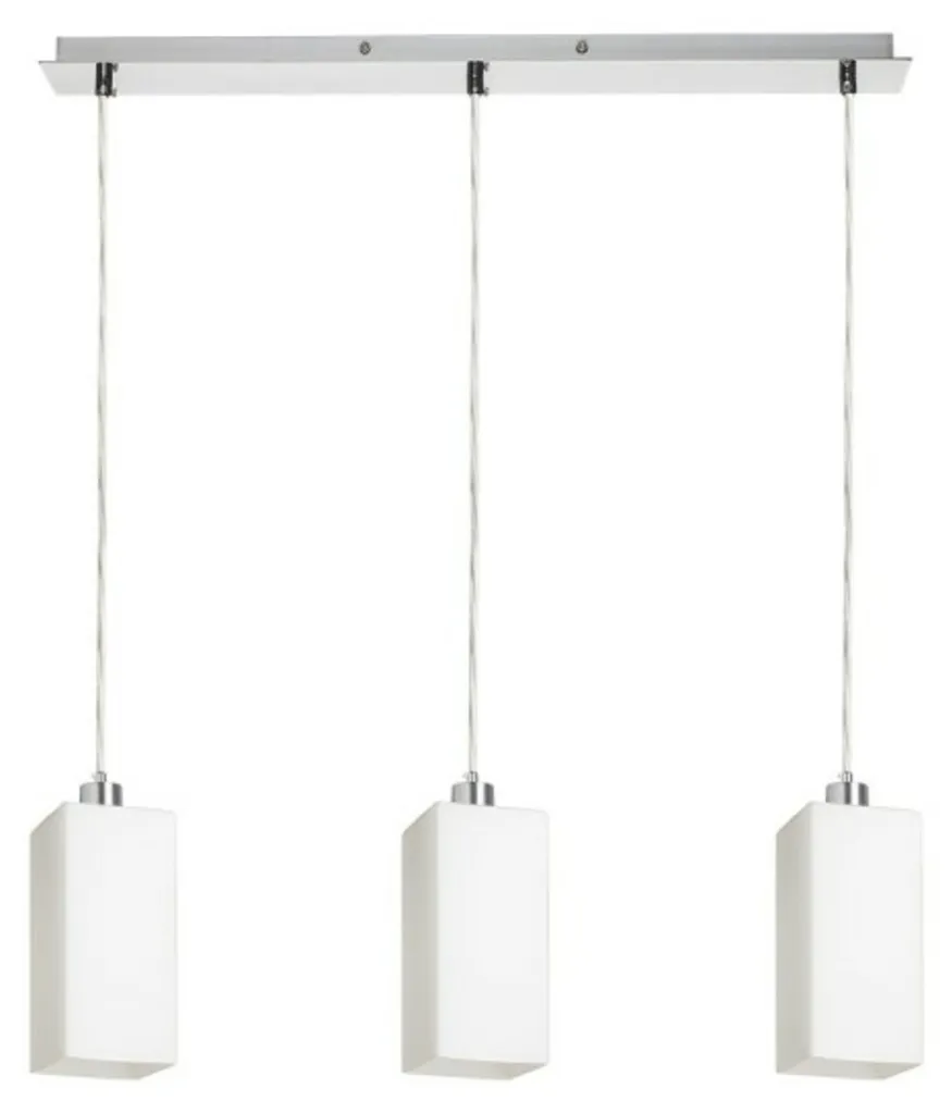 Suspension LIZ III 60 Verre Opale et Chrome 3x15W LED E27 230V
